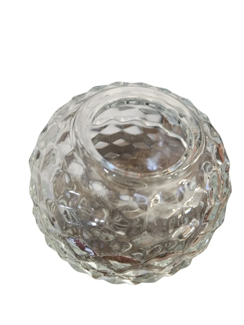 Vintage Homco Fairy Light Lamp Clear Glass Geometric Candle Holders Cottagecore